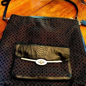 Coach Op Art 2way ladies Black Canvas Shoulder bag.